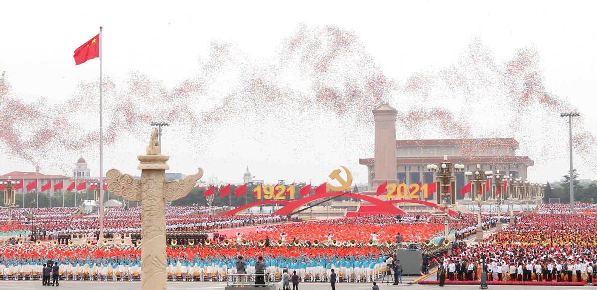 A grand gathering celebrating the centenary of the CPC is held in Beijing, July 1, 2021. Photo by Zou Hong/China Daily