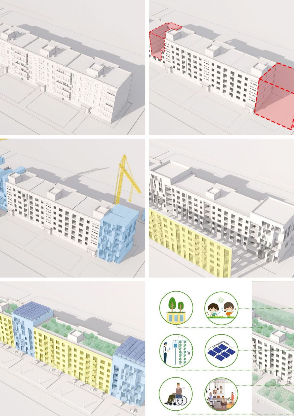 Етапи встановлення нових житлових блоків / Фото WZMH Architects