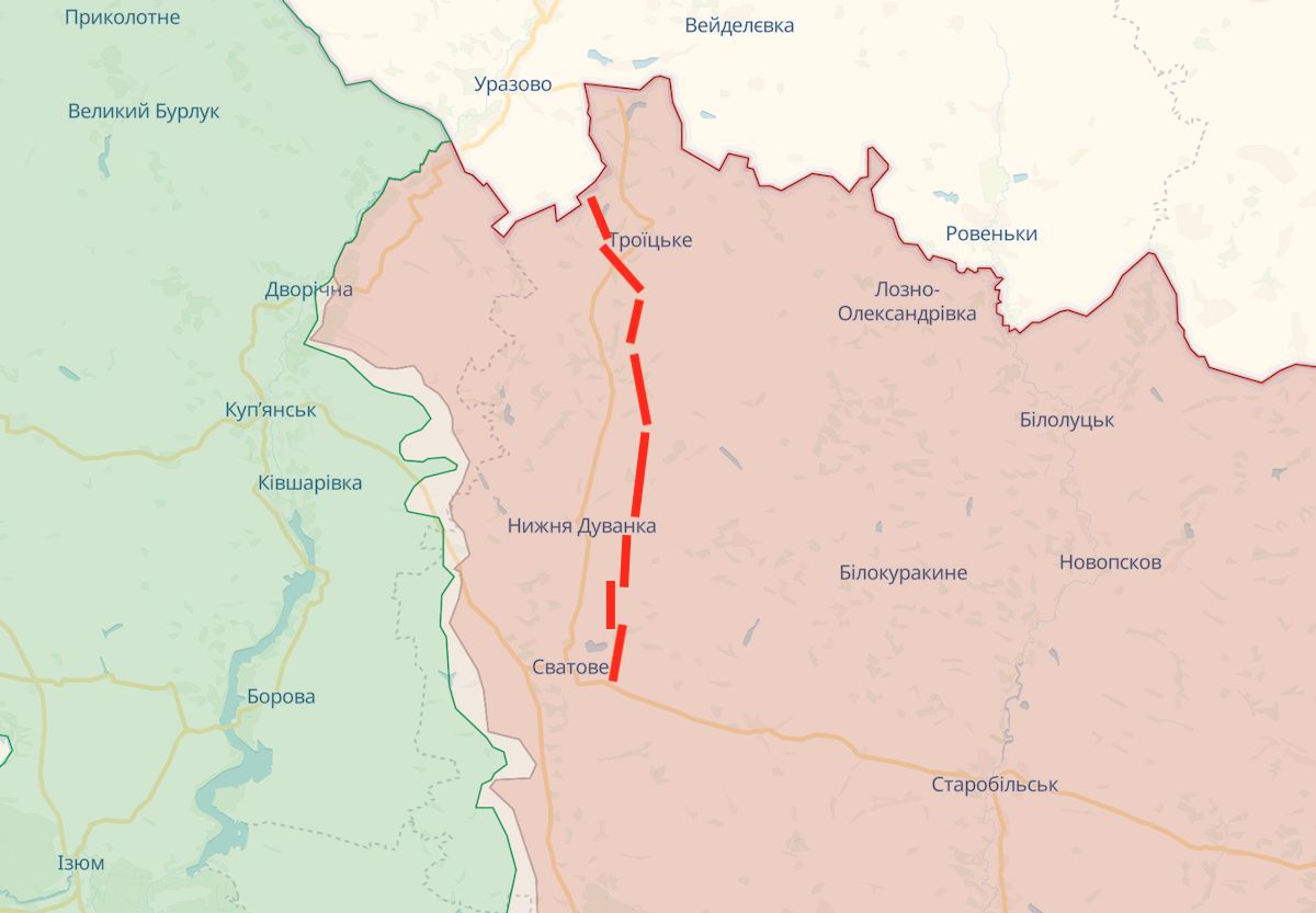 Приблизне розташування захисної лінії окупантів. Фото: скриншот