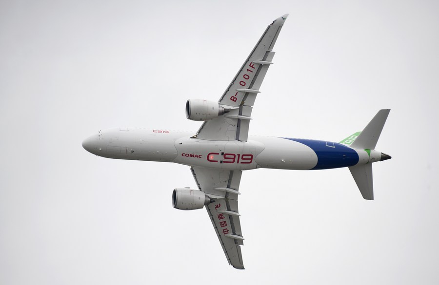 A C919 jet. Photo by Xinhua/Lu Hanxin.