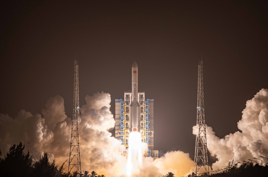 China's newly-launched Long March-5 rocket. Photo by Xinhua.