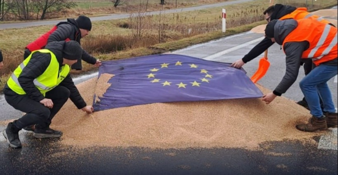 Українське зерно. Провокації на кордоні. Польща. Фото: ЦПД
