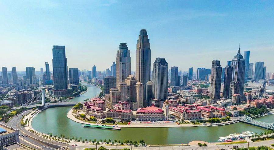 The downtown area of north China's Tianjin. Photo by Xinhua/Sun Fanyue.