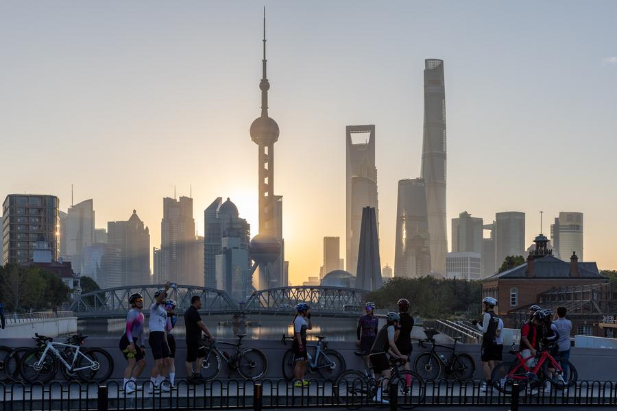 A city view of Shanghai at sunrise. Photo by Xinhua/Wang Xiang.