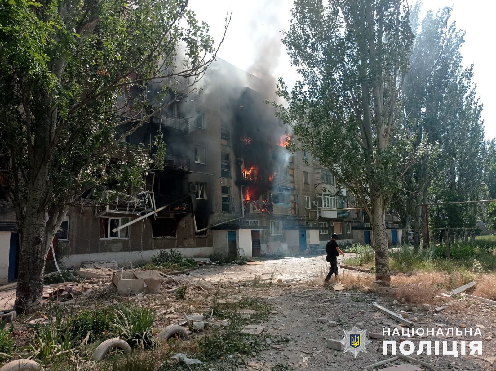 Наслідки обстрілів у Донецькій області. Фото: Нацполіція