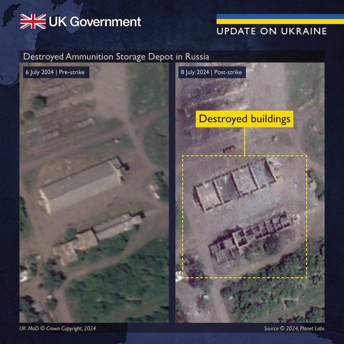 A Planet Labs satellite image of destroyed buildings. Photo: X/DefenceHQ