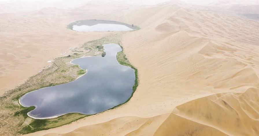 A view of the Badain Jaran Desert in north China's Inner Mongolia Autonomous Region. Photo by Xinhua/Bei He.