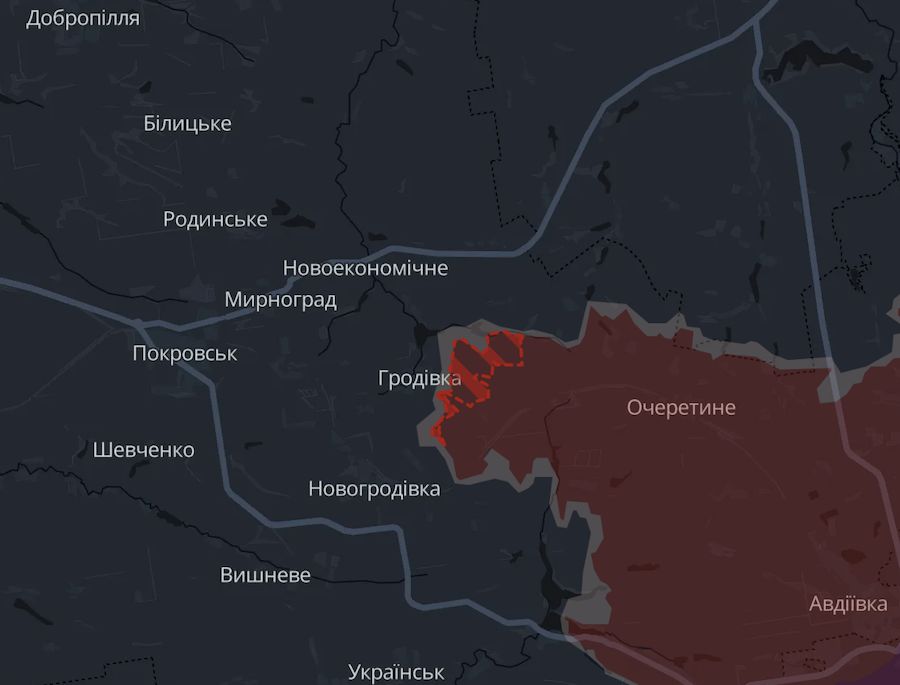 Pokrovsk axis. Screenshot of the DeepState interactive map