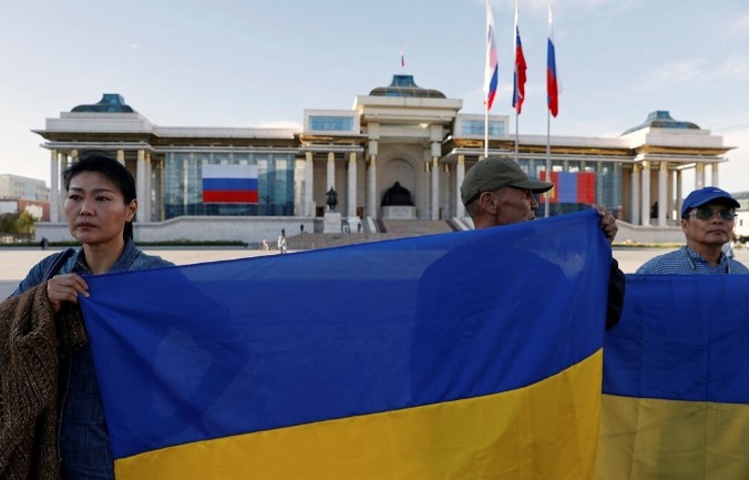 Український прапор у Монголії. Фото: Reuters