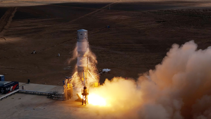 The Zhuque-3 reusable test rocket, developed by a Chinese private rocket company, LandSpace. Photo by Xinhua.